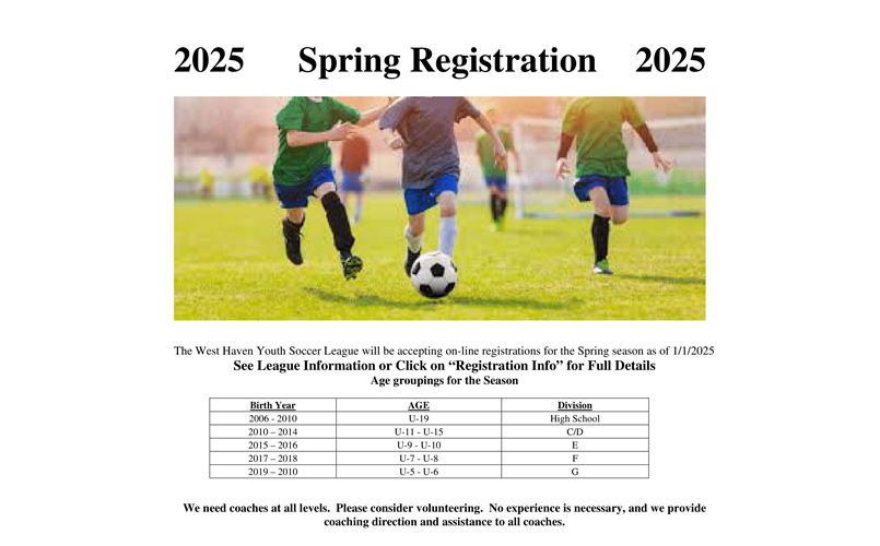 See LEAGUE INFORMATION or the Registration Info tab